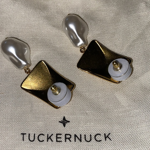 Tuckernuck Gold and Pearl Drop Earrings - Picture 2 of 3